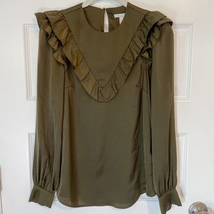 H&M olive green satin blouse - sz. 4